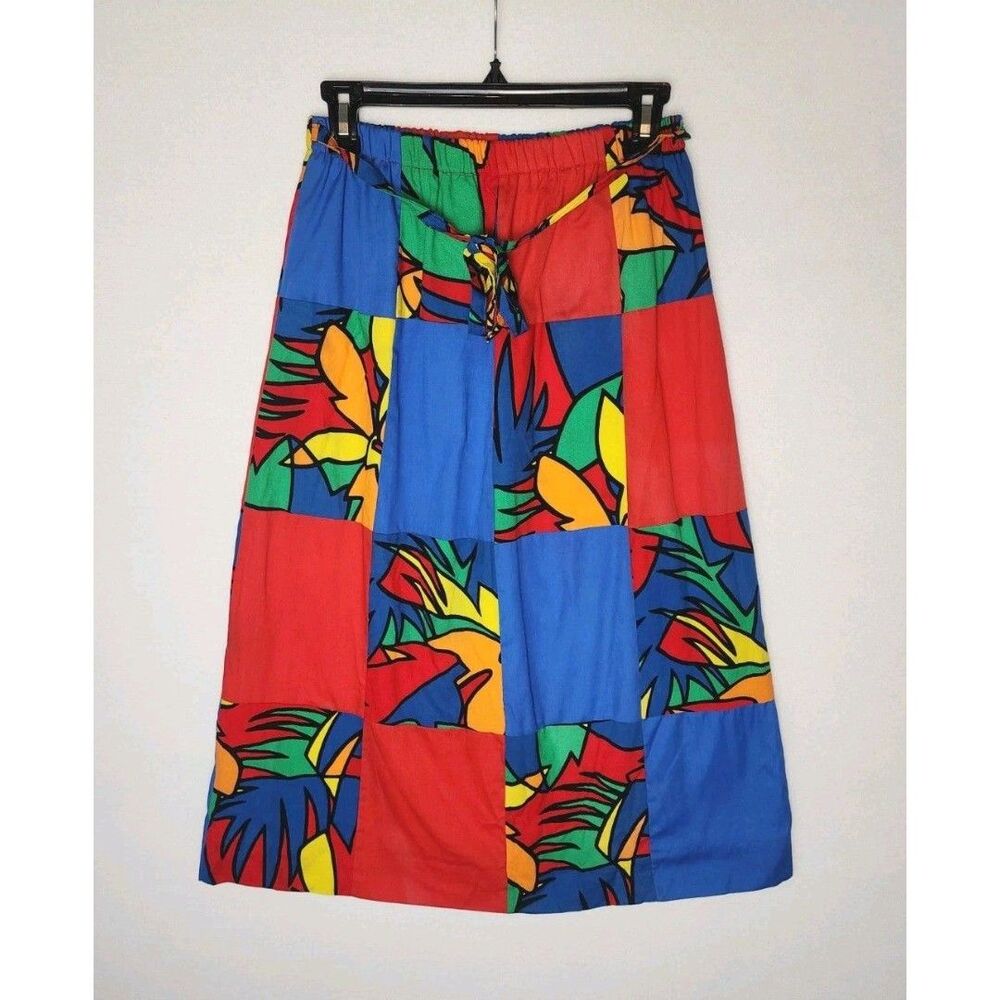 Vintage Sanibel Sport Palm Print A Line Skirt 70s Indie Womens Medium